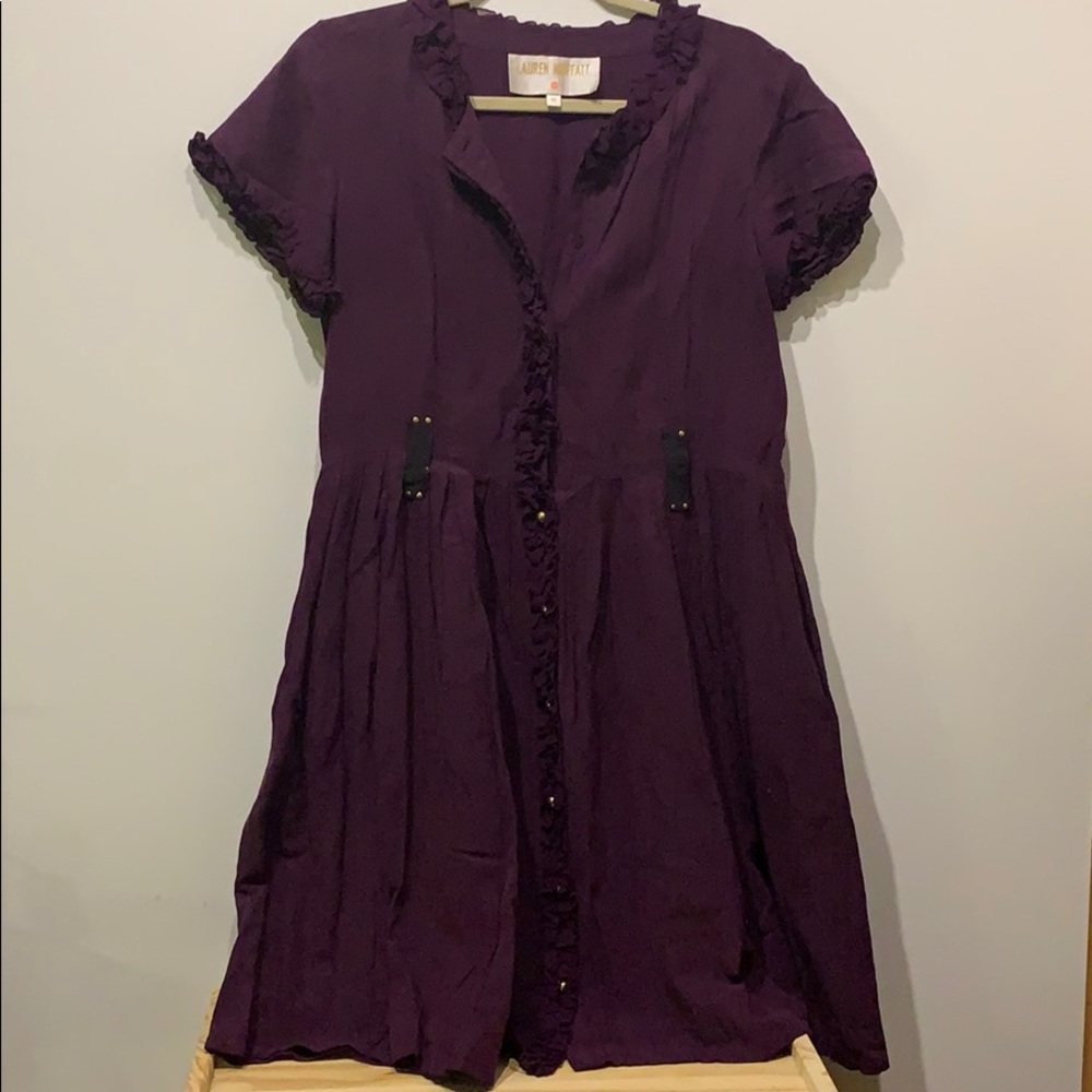 Lauren Moffatt Purple Silk and Linen Dress